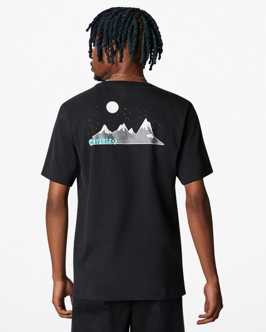 Men's Converse Moon Mountain Graphic T-Shirts Black | AU 19C68Y